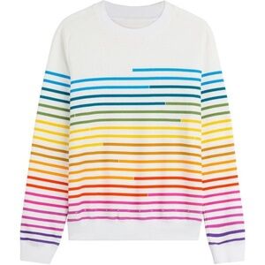 Mary Katrantzou Rare Rainbow Striped 100% Cotton Crewneck Sweatshirt Size Small